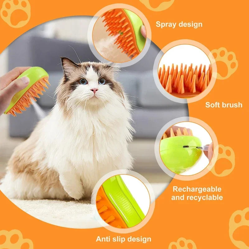 3-in-1 Steam Pet Grooming Brush