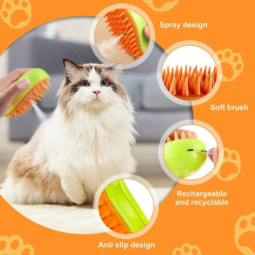 3-in-1 Steam Pet Grooming Brush
